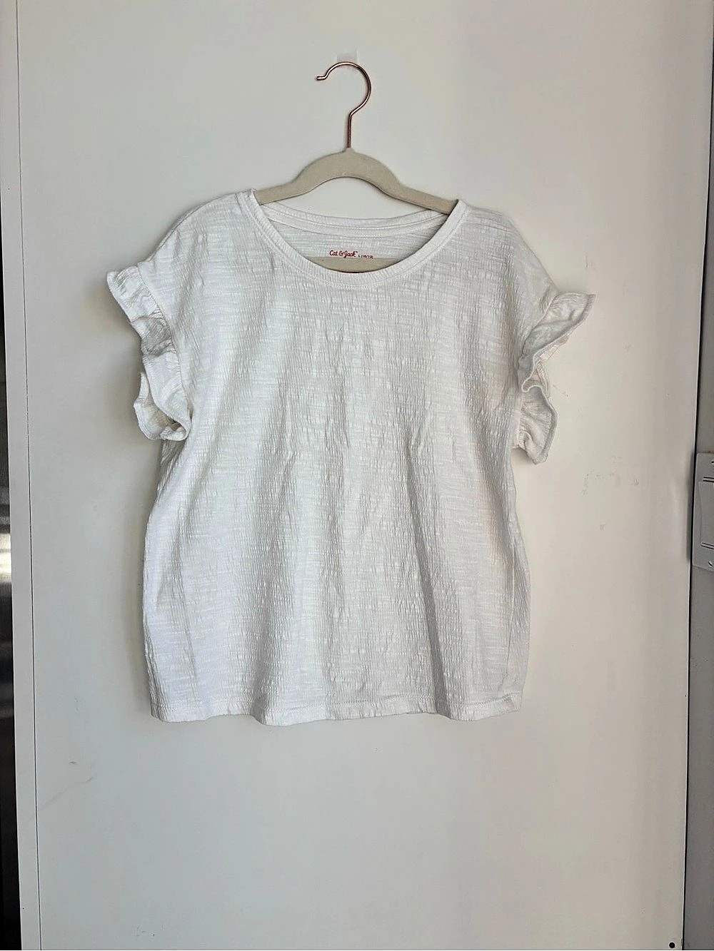 Cat & Jack Girls White Ruffle Sleeve Size 10/12 Like New
